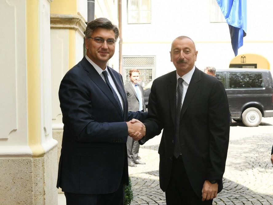 Cостоялся рабочий обед Президента Азербайджана с премьер-министром Хорватии (ФОТО)