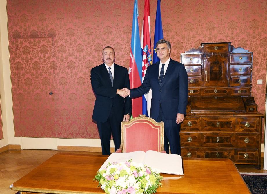 Cостоялся рабочий обед Президента Азербайджана с премьер-министром Хорватии (ФОТО)