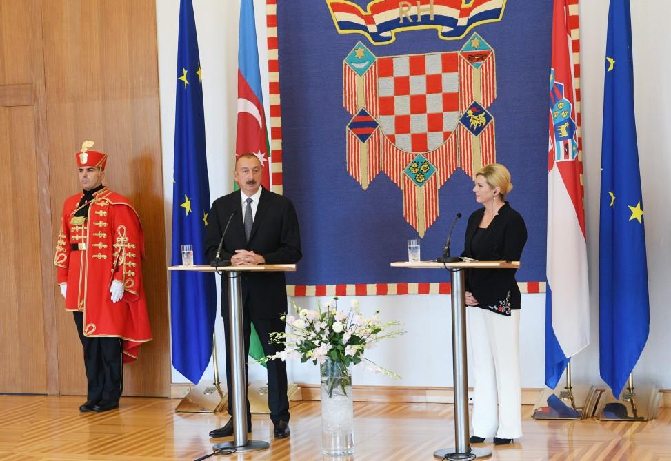 Azerbaijani, Croatian presidents make press statements (PHOTO)