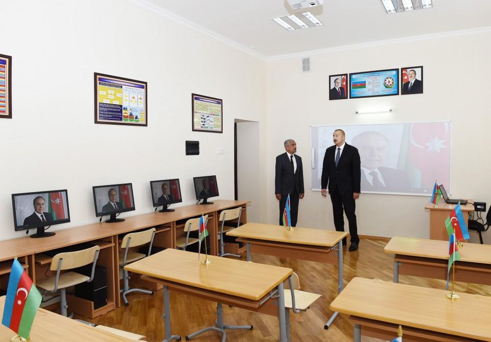 Ilham Aliyev views conditions created at school in Zabrat after overhaul (PHOTO)
