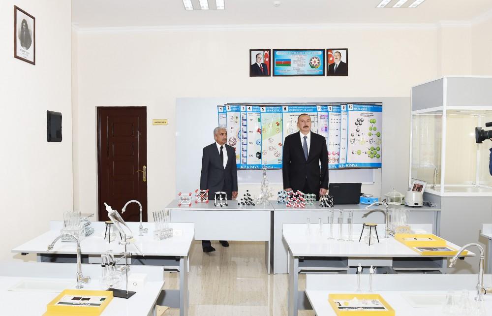Ilham Aliyev views conditions created at school in Zabrat after overhaul (PHOTO)