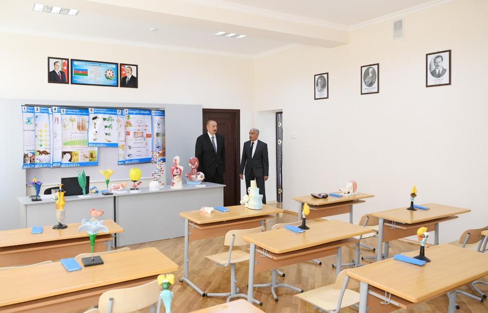Ilham Aliyev views conditions created at school in Zabrat after overhaul (PHOTO)