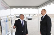 Президент Ильхам Алиев принял участие в открытии автодороги Алят-Астара-госграница Ирана (ФОТО)