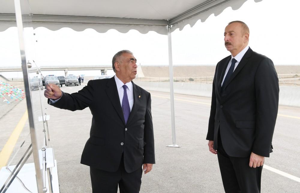 Президент Ильхам Алиев принял участие в открытии автодороги Алят-Астара-госграница Ирана (ФОТО)