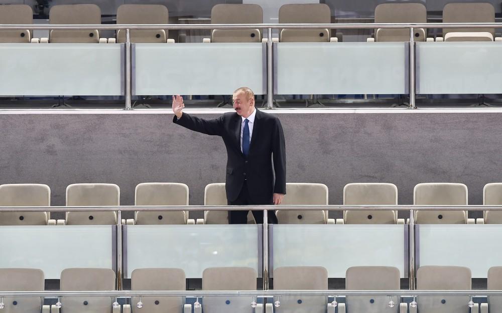 President Ilham Aliyev watched bronze medal bout of World Judo Championships (PHOTO)