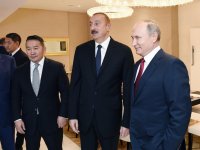 Azerbaijan's president, first VP, Russian, Mongolian presidents watch competitions at World Judo Championships (PHOTO)