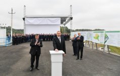 Президент Ильхам Алиев принял участие в церемонии открытия нового канала-притока реки Араз (ФОТО)