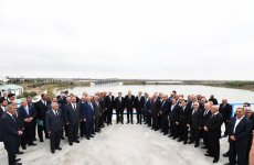 Президент Ильхам Алиев принял участие в церемонии открытия нового канала-притока реки Араз (ФОТО)