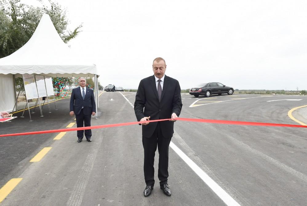 Президент Ильхам Алиев принял участие в открытии автодороги Имишли-Отузики-Гарагашлы (ФОТО)