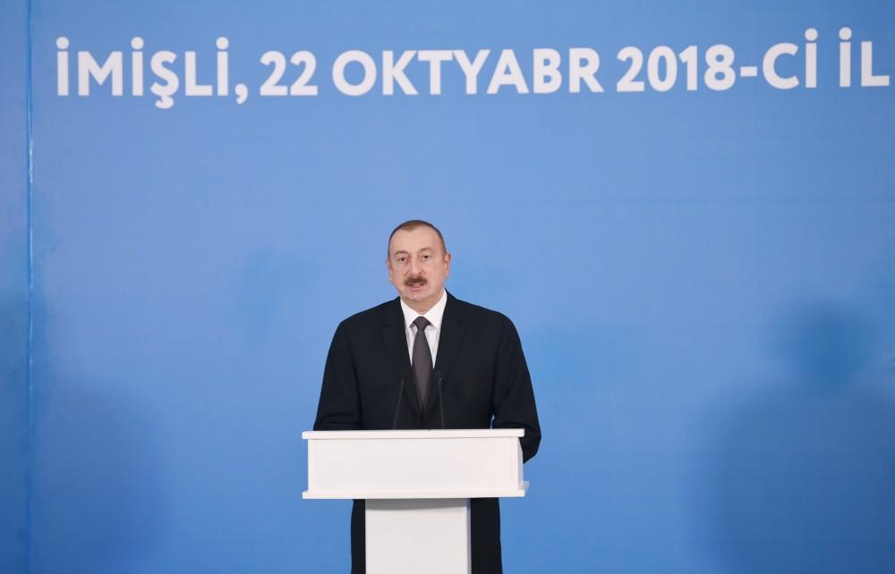 Президент Ильхам Алиев принял участие в церемонии открытия нового канала-притока реки Араз (ФОТО)