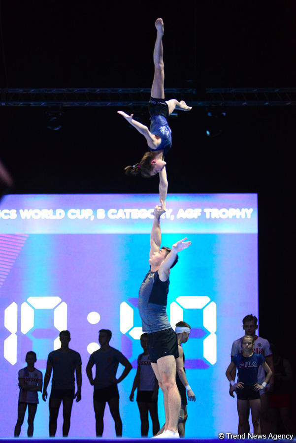Podium training for FIG Acrobatic Gymnastics World Cup in photos