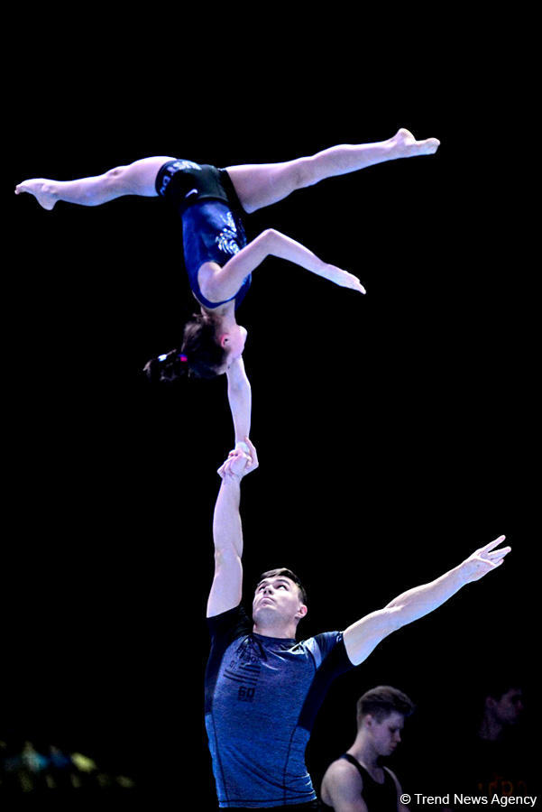Podium training for FIG Acrobatic Gymnastics World Cup in photos