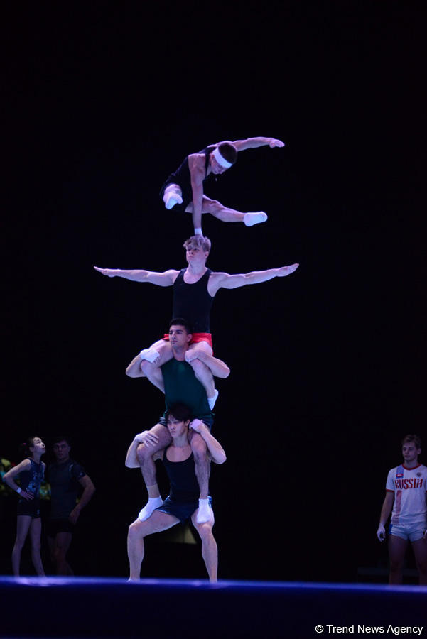 Podium training for FIG Acrobatic Gymnastics World Cup in photos