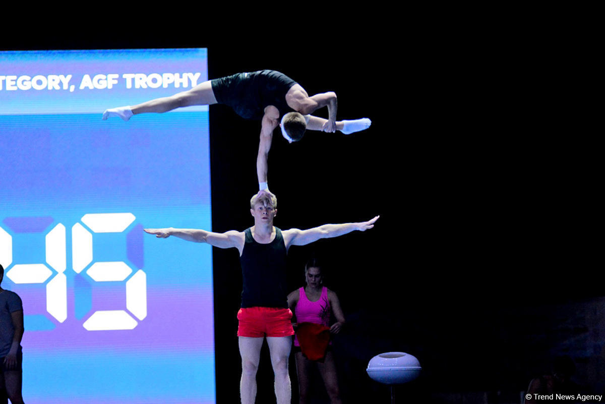 Podium training for FIG Acrobatic Gymnastics World Cup in photos