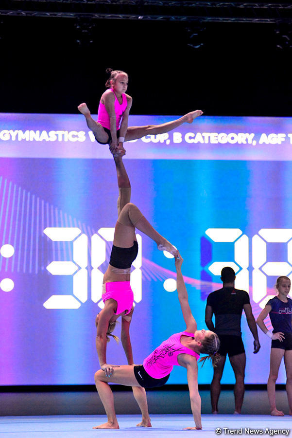 Podium training for FIG Acrobatic Gymnastics World Cup in photos