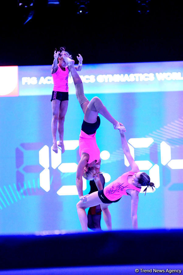 Podium training for FIG Acrobatic Gymnastics World Cup in photos