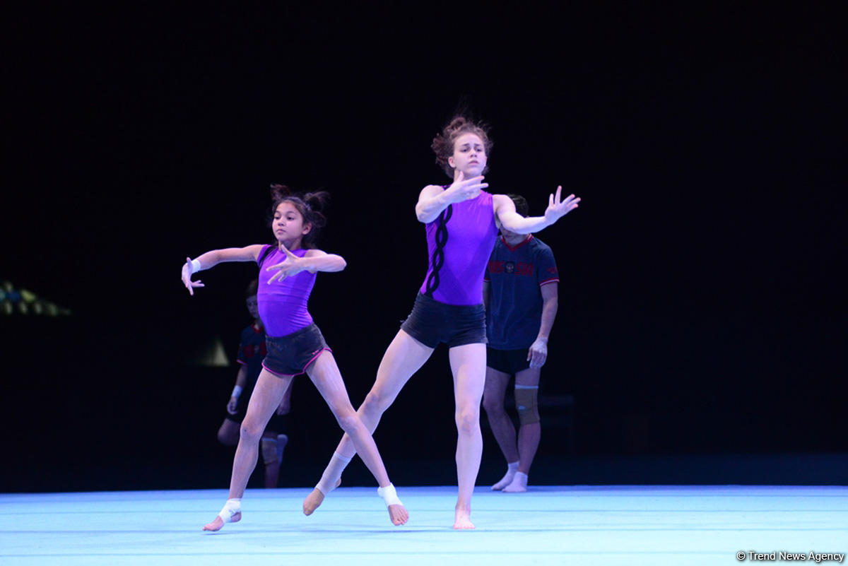 Podium training for FIG Acrobatic Gymnastics World Cup in photos