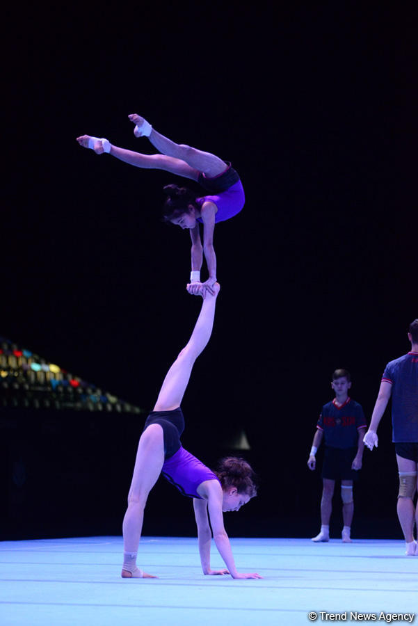 Podium training for FIG Acrobatic Gymnastics World Cup in photos