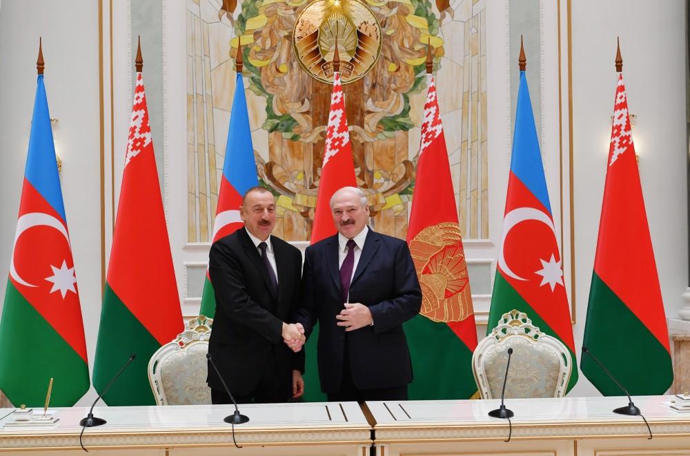 Президенты Азербайджана и Беларуси выступили с совместными заявлениями для прессы (ФОТО)