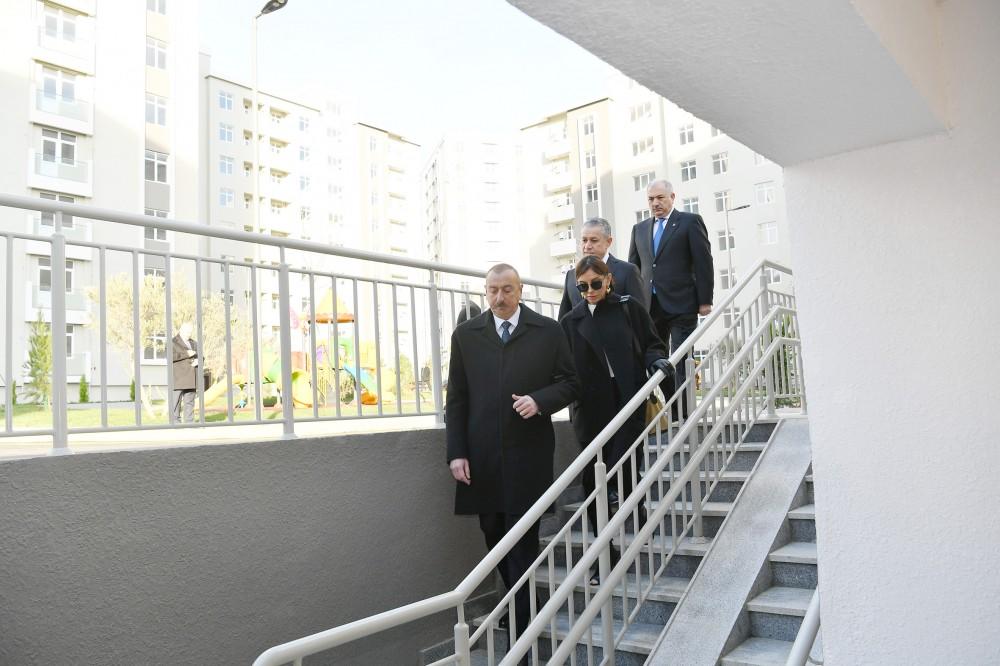 Azerbaijani president with first lady attend opening of Yasamal residential complex (PHOTO)