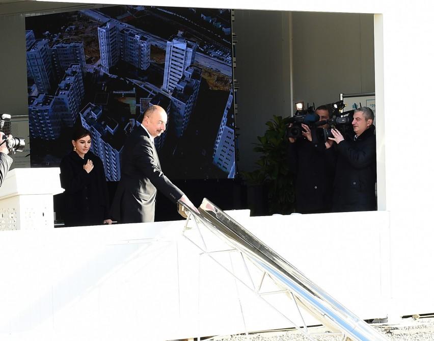 Azerbaijani president with first lady attend opening of Yasamal residential complex (PHOTO)