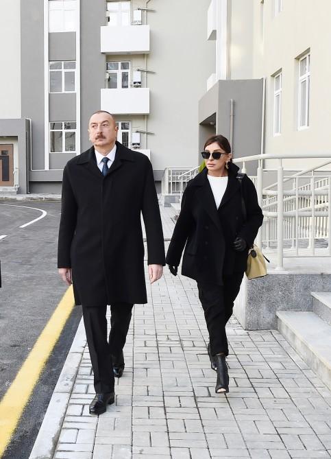 Azerbaijani president with first lady attend opening of Yasamal residential complex (PHOTO)