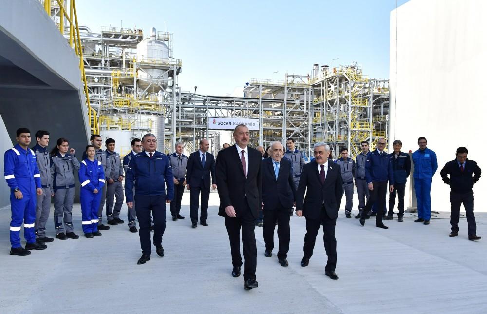 Президент Ильхам Алиев принял участие в открытии завода «SOCAR карбамид» в Сумгайыте (ФОТО)