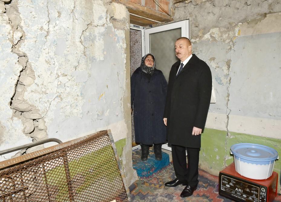 Президент Ильхам Алиев побывал в Шамахе, где произошло землетрясение (ФОТО)