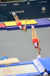 В Баку прошла церемония награждения победителей среди синхронных пар по прыжкам на батуте в рамках Кубка мира (ФОТО)
