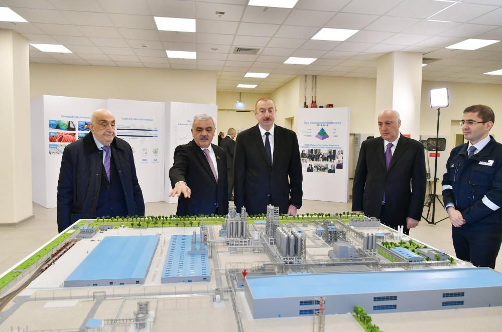 Президент Ильхам Алиев принял участие в открытии завода “SOCAR Polymer” по производству полиэтилена высокой плотности в Сумгайыте (ФОТО)
