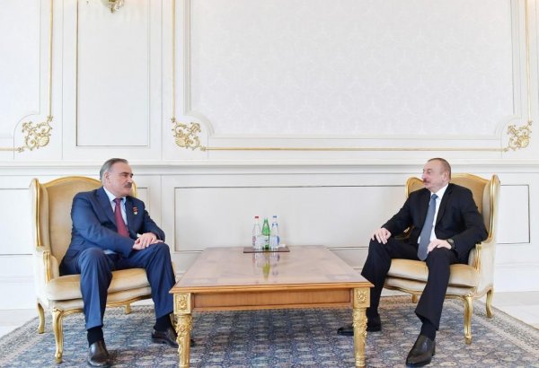 President Ilham Aliyev receives Hero of the Soviet Union Ruslan Aushev