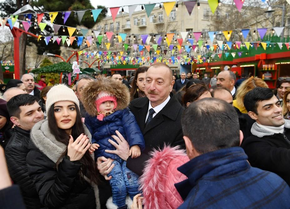 Azerbaijani president, first lady join nationwide Novruz festivities (PHOTO)