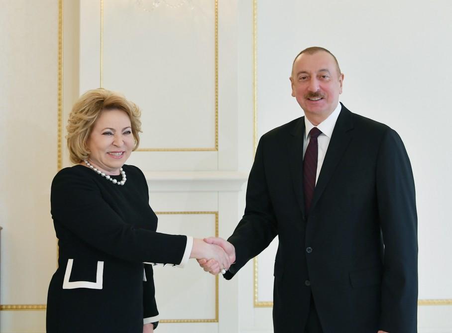 Президент Ильхам Алиев принял делегацию во главе с председателем Совфеда Федерального собрания РФ (ФОТО)