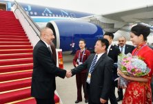 President Ilham Aliyev arrives in China for working visit (PHOTO)