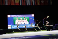 В рамках третьего дня Чемпионата Европы в Баку проходят выступление групповых команд в упражнениях с пятью лентами (ФОТО)