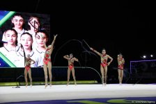 В рамках третьего дня Чемпионата Европы в Баку проходят выступление групповых команд в упражнениях с пятью лентами (ФОТО)