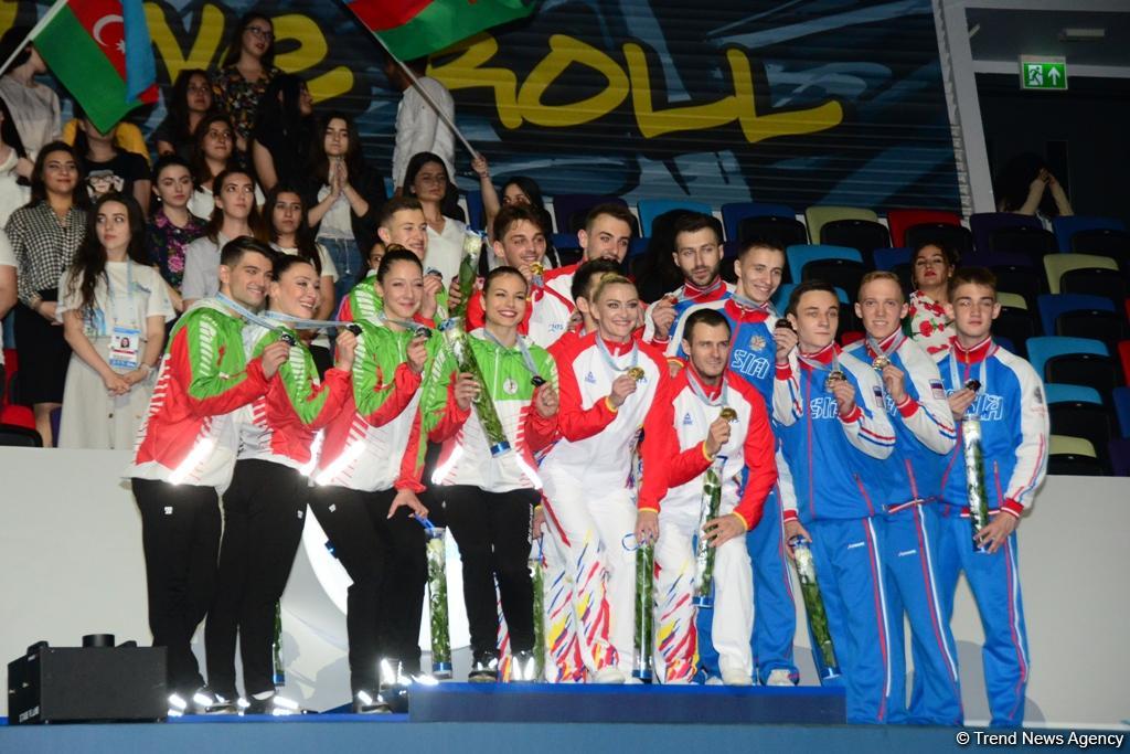 Winners among senior trios, senior groups and seniors in aerobic dance awarded within European Aerobic Gymnastics Championships in Baku (PHOTO)