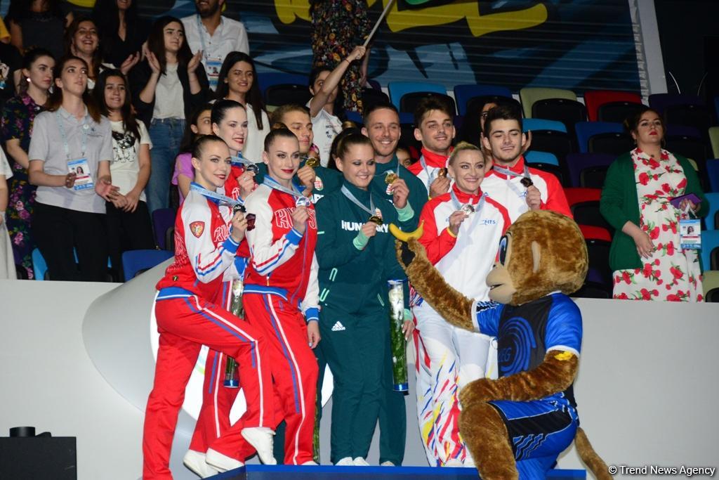 Winners among senior trios, senior groups and seniors in aerobic dance awarded within European Aerobic Gymnastics Championships in Baku (PHOTO)