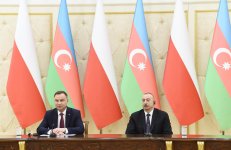 Президенты Азербайджана и Польши выступили с заявлениями для печати (ФОТО)