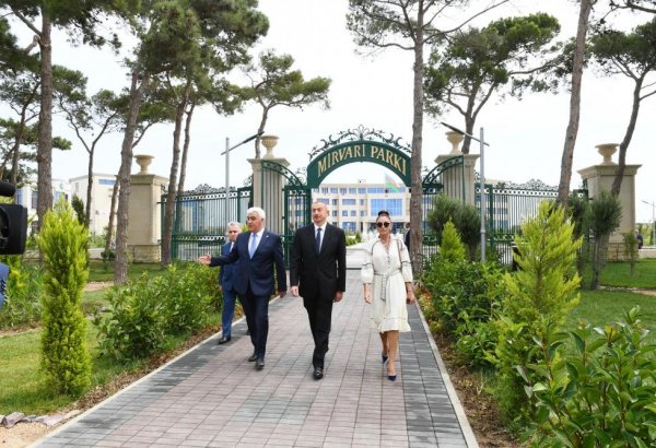 Azerbaijani president, first lady attend opening of “Mirvari” Park Complex (PHOTO)