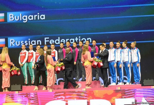 В Баку прошла церемония награждения победителей и призеров Чемпионата мира в групповых упражнениях (ФОТО)