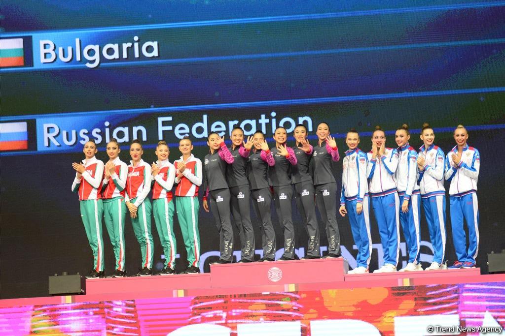 В Баку прошла церемония награждения победителей и призеров Чемпионата мира в групповых упражнениях (ФОТО)
