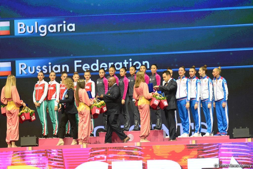 В Баку прошла церемония награждения победителей и призеров Чемпионата мира в групповых упражнениях (ФОТО)
