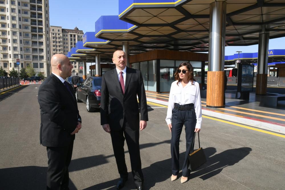 Президент Азербайджана Ильхам Алиев и Первая леди Мехрибан Алиева приняли участие в открытии Транспортного обменного центра «Кероглу» (ФОТО)