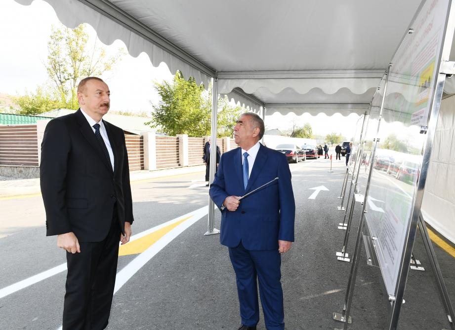 Президент Ильхам Алиев принял участие в открытии автодороги в Габале (ФОТО)