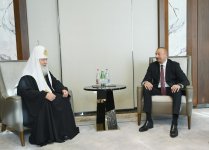 Президент Ильхам Алиев и Первая леди Мехрибан Алиева встретились с Патриархом Московским и всея Руси Кириллом (ФОТО) (версия 2)