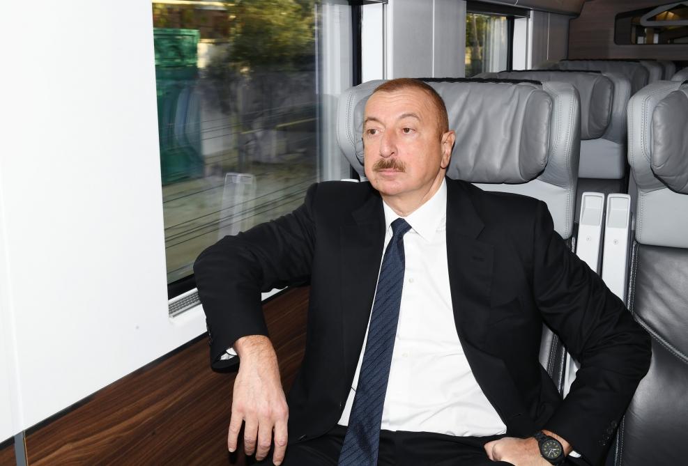 Президент Ильхам Алиев принял участие в открытии железнодорожной станции "Пиршаги" (ФОТО) (версия 3)