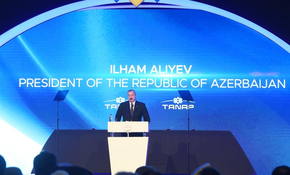 Президент Ильхам Алиев принял участие в церемонии открытия части проекта TANAP, соединяющейся с Европой (ФОТО)