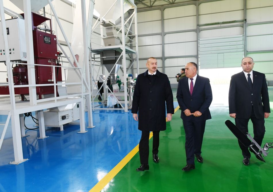 President Ilham Aliyev attends presentation of agropark owned by Global Agro LLC in Kurdamir