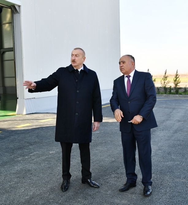 President Ilham Aliyev attends presentation of agropark owned by Global Agro LLC in Kurdamir